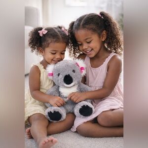 Build-A-Bear Gray and White Koala with Pink Bows Soft Plush Cuddly Stuff Animal